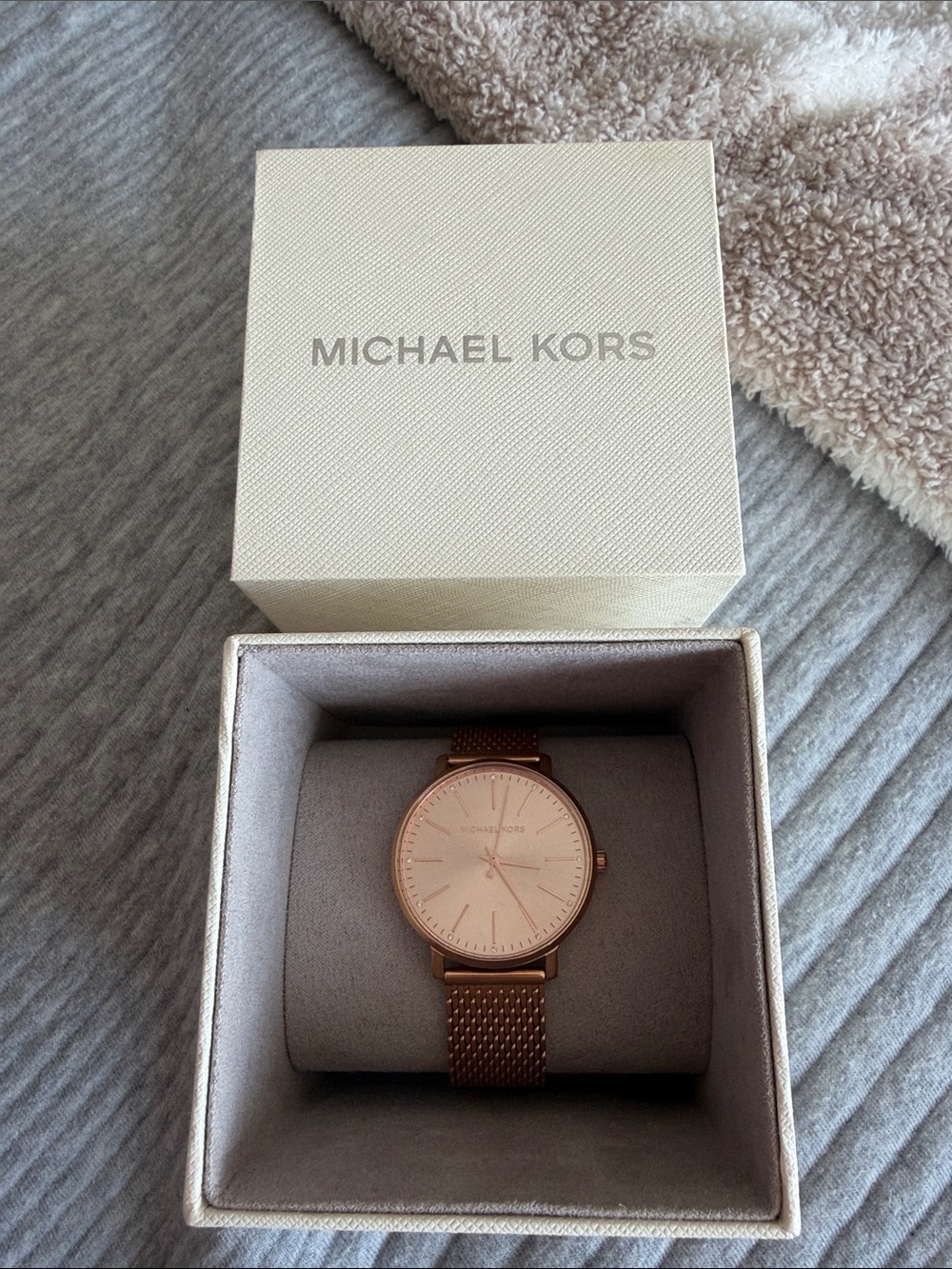 Michael Kors Rose Gold Mesh Strap Watch with Minimal Dial